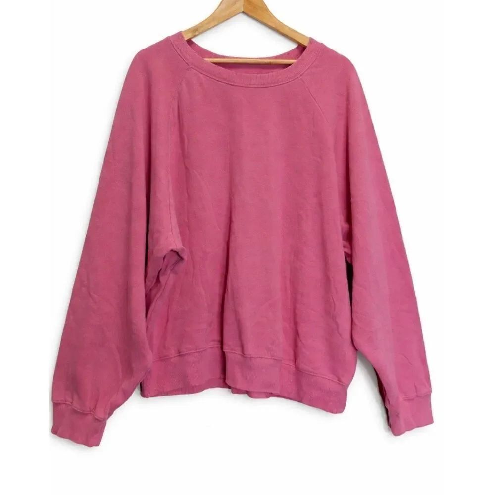 Old Navy womens 2xl Tall Pullover Sweatshirt pink boat neck longsleeve